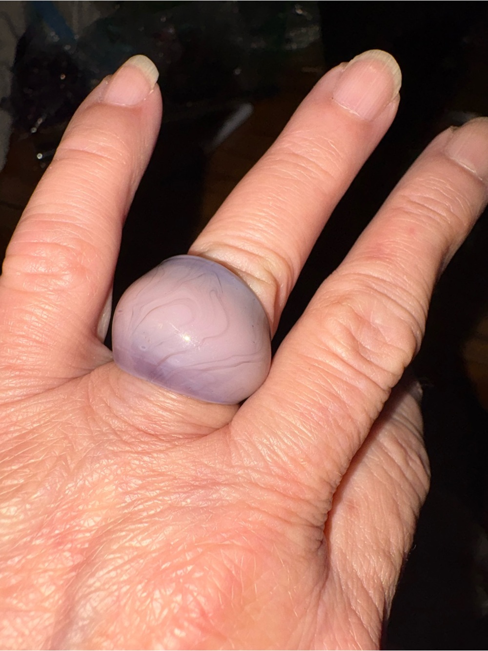 Lavender glass Dome Statement Ring - Women Jewelry size 7
